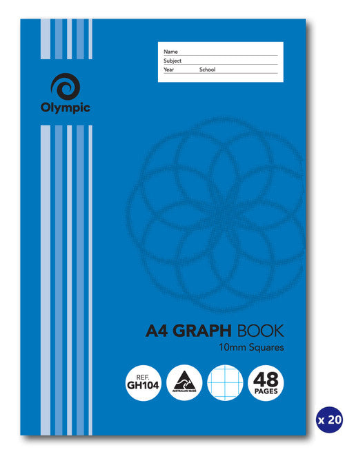 Olympic Graph Book A4 48 Pages 10mm Stapled Pack of 20
