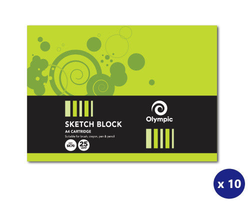 Olympic Sketch Block A4 25 Leaf Blank Pack of 10