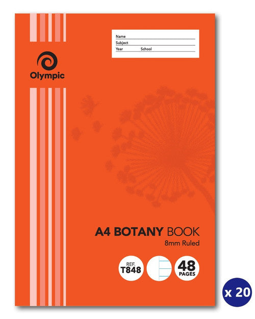 Olympic Botany Book A4 White 48 Pages 8mm Stapled Pack of 20
