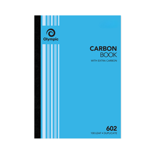 Blue Olympic carbon book cover printed Carbon Book with extra carbon, 602, 100 leaf duplicate, with light blue stripes and a black spine