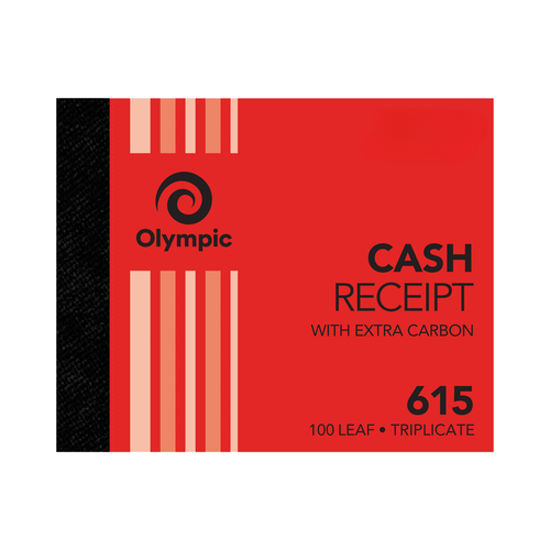 Olympic Cash Receipt Book 615 Carbon Triplicate 100 Leaf 100 x 125mm