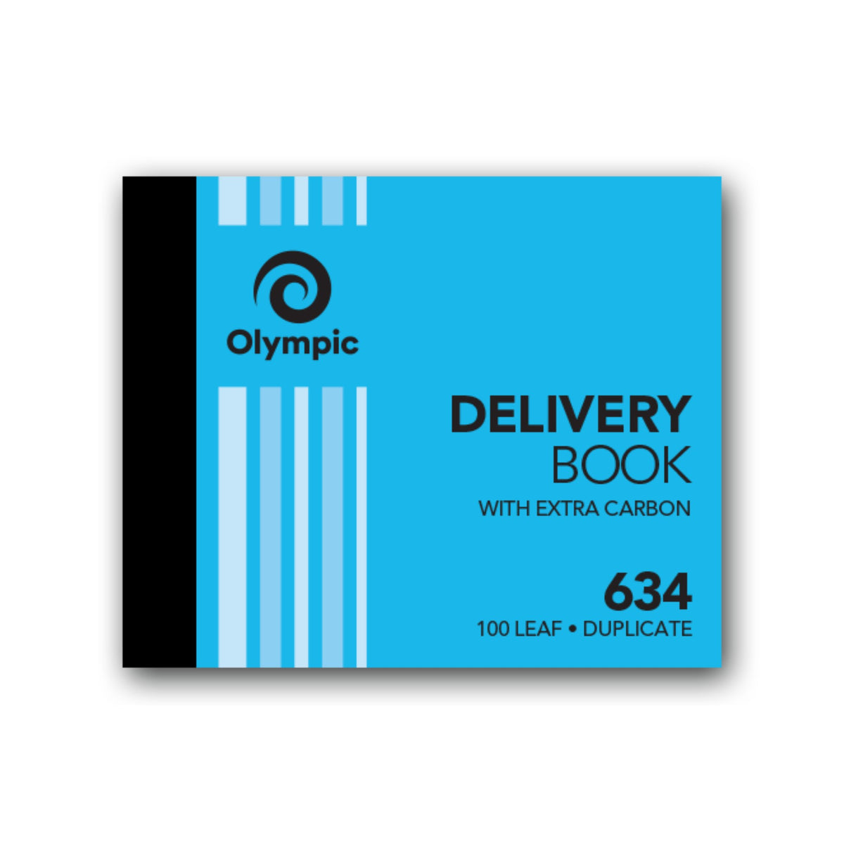 Landscape blue Olympic delivery book cover printed Delivery Book with extra carbon, 634 and 100 leaf duplicate beside pale blue stripes