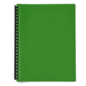 Olympic A4 display book with a mid green matt cover and a black multi-ring spine along the left edge, photographed on white