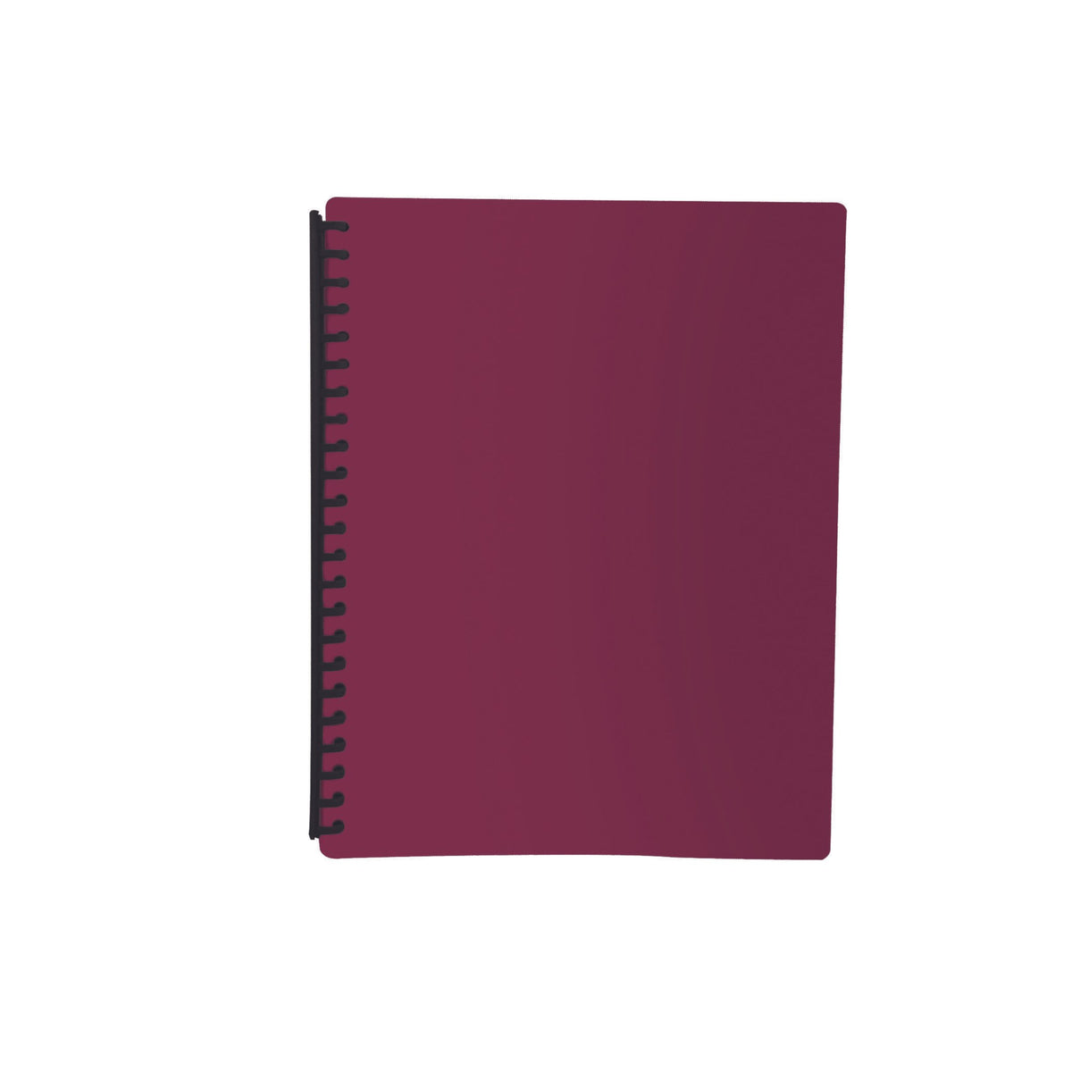 Olympic A4 display book with a deep maroon matt cover and black multi-ring spine, photographed straight on against a white background
