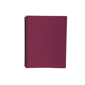 Olympic A4 display book with a deep maroon matt cover and black multi-ring spine, photographed straight on against a white background