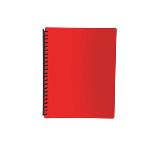 Olympic A4 display book with a bright red matt cover and a black multi-ring spine, front view on a white background