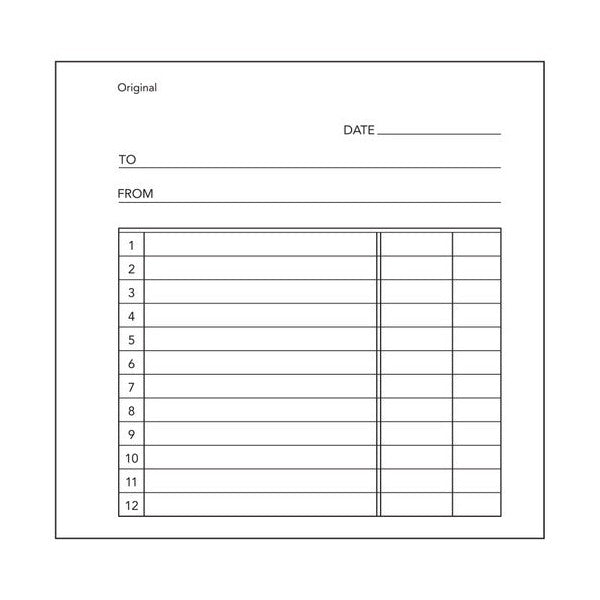 Blank Olympic docket page showing date, to and from lines above a grid of twelve numbered rows with three columns