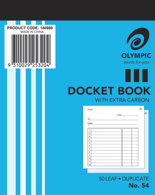 Olympic Docket Book 54 Carbon Duplicate 50 Leaf 100x125mm - image 1
