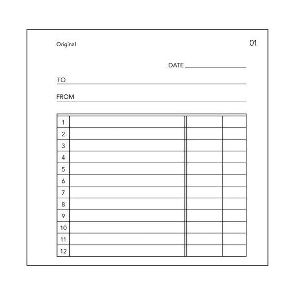 Blank Olympic docket form with date, to and from lines above twelve numbered rows split into one wide and two narrow columns