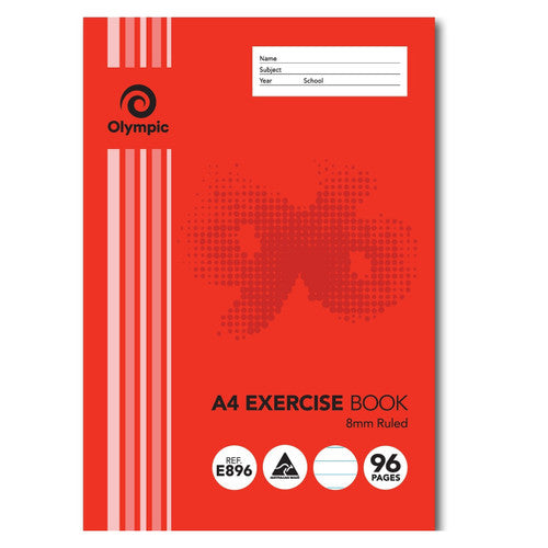 Olympic Exercise Book A4 96 Pages 8mm Feint Stapled Pack of 10 - image 1