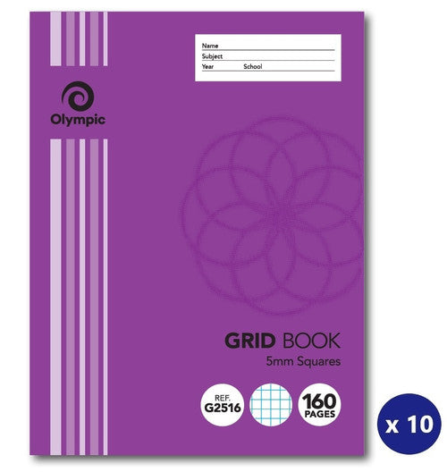 Olympic Grid Book 160 Pages 5mm Sewn Pack of 10 - image 1