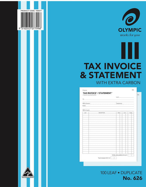 Olympic Invoice and Statement Book 626 Carbon Duplicate 100 Leaf 250x200mm - image 3