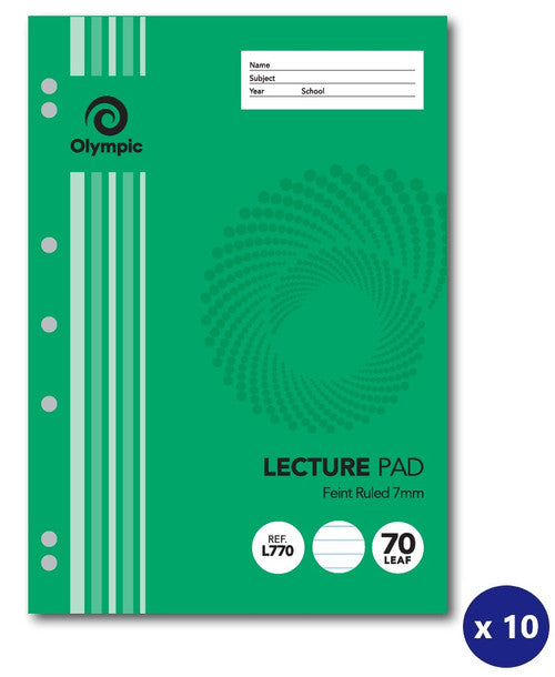 Olympic Lecture Pad A4 70 Leaf 7mm Ruled Pack of 10 - image 1