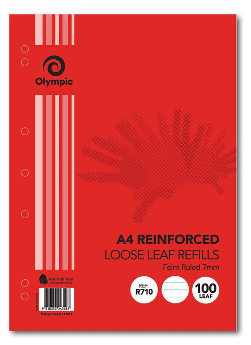 Olympic Loose Leaf Refill Reinforced A4 7mm Ruled 100 Leaf - image 1