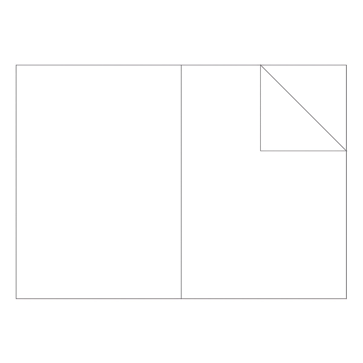 Illustration of an open Olympic book showing two blank pages with a turned page corner and no ruling