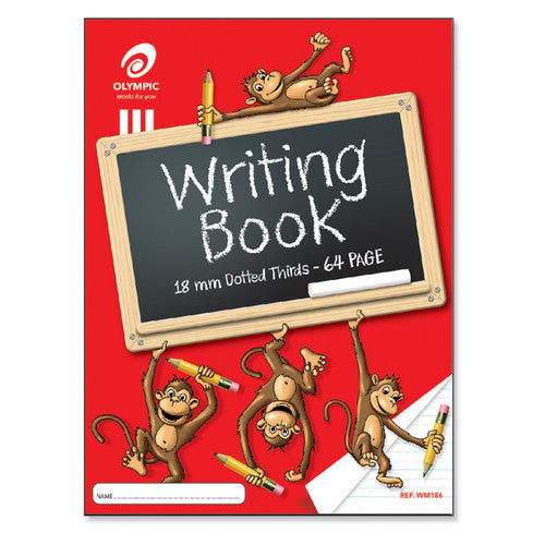 Olympic Monkey Writing Book 64 Pages 18mm Dotted Thirds Stapled Pack of 10 - image 1