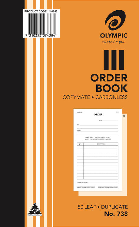 Olympic Order Book 738 Carbonless Duplicate 50 Leaf 200x125mm - image 1