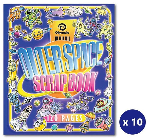Olympic Outer Space Scrap Book 120 Pages Blank Stapled Pack of 10 - image 1