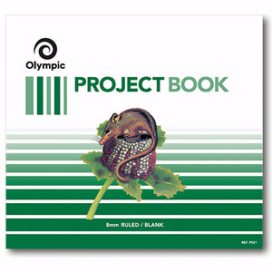 Landscape Olympic Project Book cover with green stripes and a native animal illustration, printed 8mm Ruled / Blank and REF P521