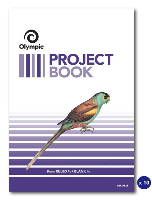 Olympic P523 purple project book cover with the parrot illustration, shown with an x 10 badge marking the pack quantity