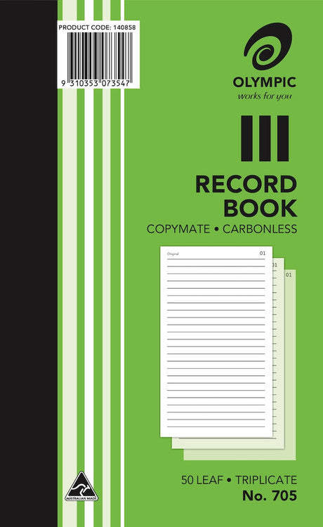 Olympic Record Book 705 Carbonless Triplicate 50 Leaf 200x125mm - image 3