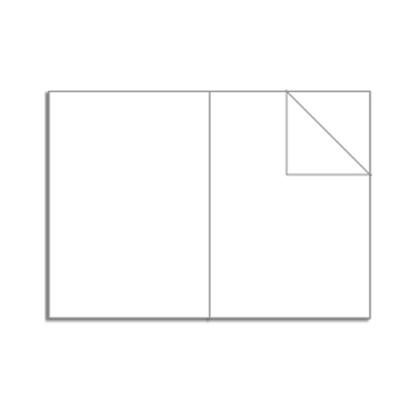 Simple drawing of a plain white refill page with no lines and one corner folded over, showing an unruled page