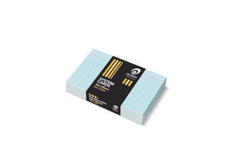 Olympic System Cards 100 x 150mm 6mm Ruled Blue Pack of 100 - image 1