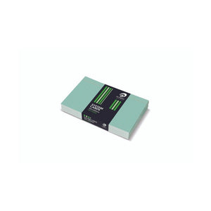 Pack of pale green Olympic ruled system cards with blue lines, held by a black band with green stripes printed System Cards 125x200mm 100 Cards