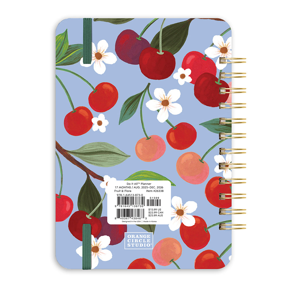 Orange Circle 2026 Do It All diary Fruit and Flora, back cover with the price label and barcode