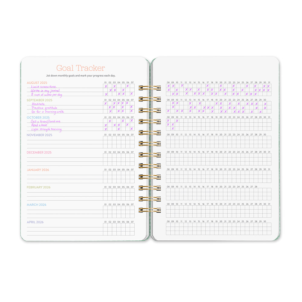 Orange Circle 2026 Do It All diary Fruit and Flora, goal tracker pages