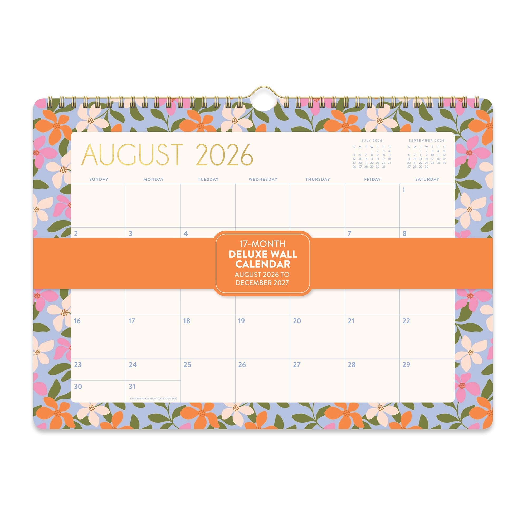 Orange Circle 2027 Deluxe Wall Calendar 348 x 251mm Secret Garden shown front on, the Secret Garden design, photographed flat against a plain background.