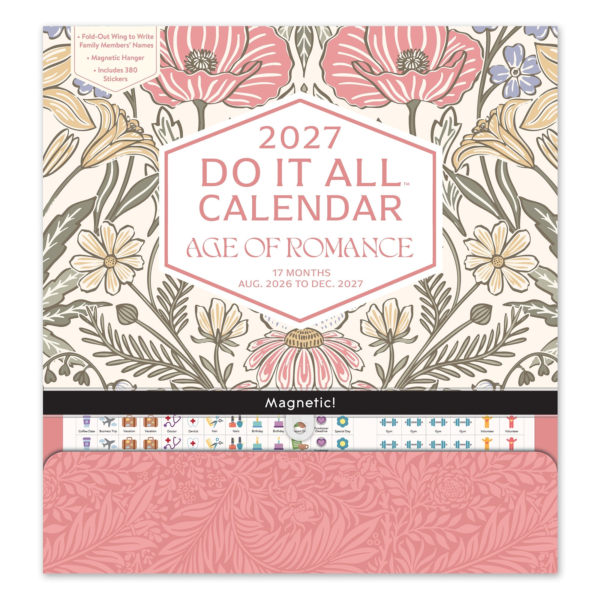 Orange Circle 2027 Do-It-All Wall Calendar 305 x 325mm Age Of Romance shown front on, the Age Of Romance design, photographed flat against a plain background.