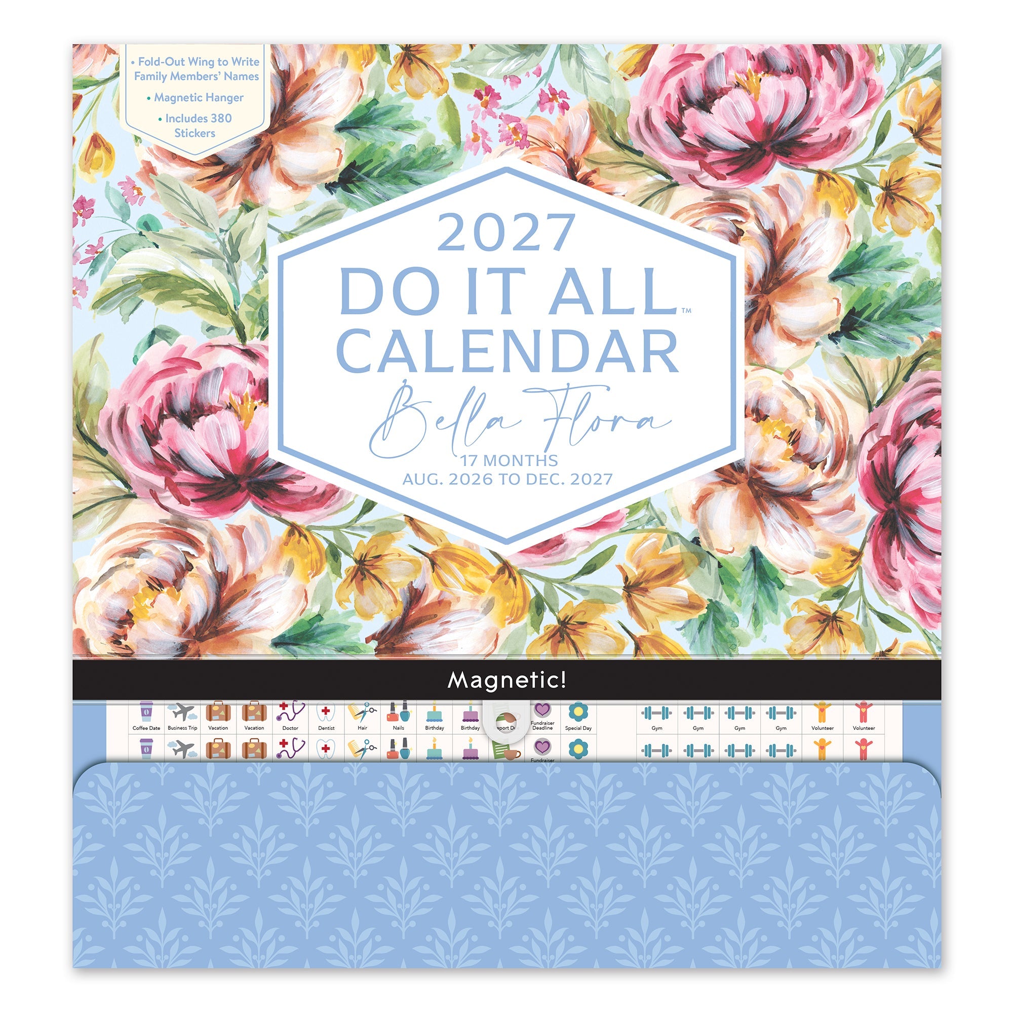 Orange Circle 2027 Do-It-All Wall Calendar 305 x 325mm Bella Flora shown front on, the Bella Flora design, photographed flat against a plain background.