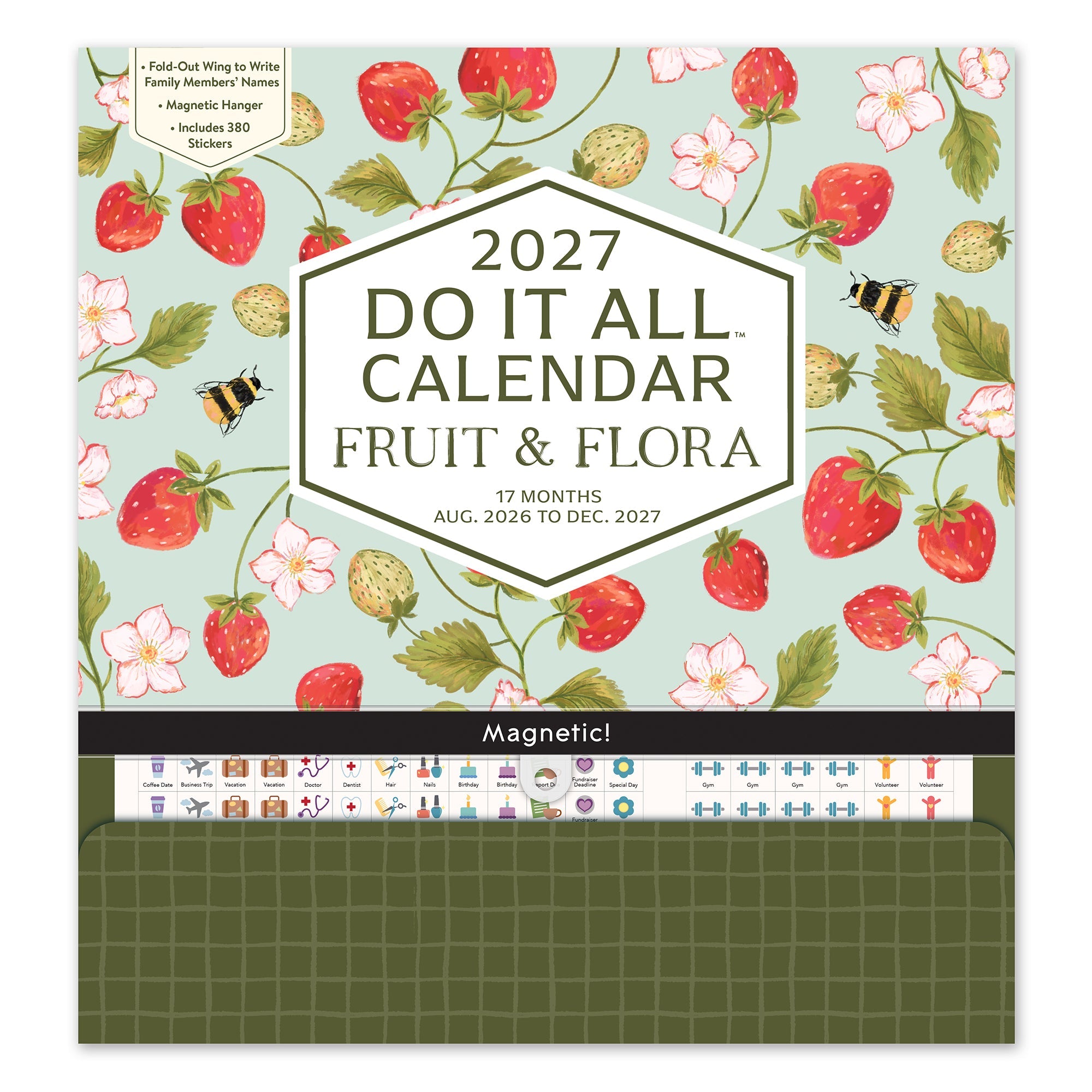 Orange Circle 2027 Do-It-All Wall Calendar 305 x 325mm Fruit And Flora shown front on, the Fruit And Flora design, photographed flat against a plain background.