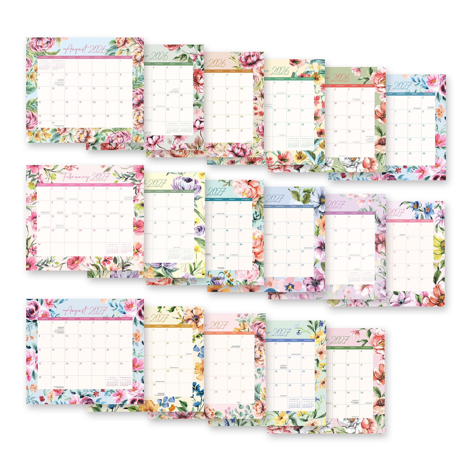 Orange Circle 2027 Magnetic Monthly Pad 244 x 216mm Bella Flora shown with its retail packaging and the product information panel visible.