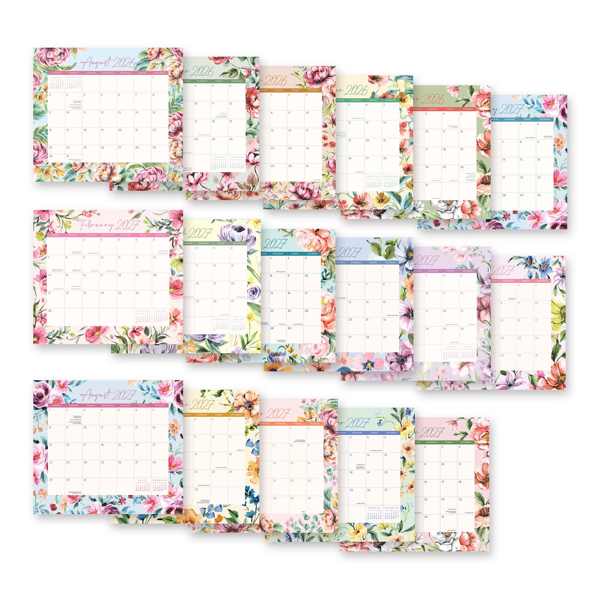 Orange Circle 2027 Magnetic Monthly Pad 244 x 216mm Bella Flora shown with its retail packaging and the product information panel visible.