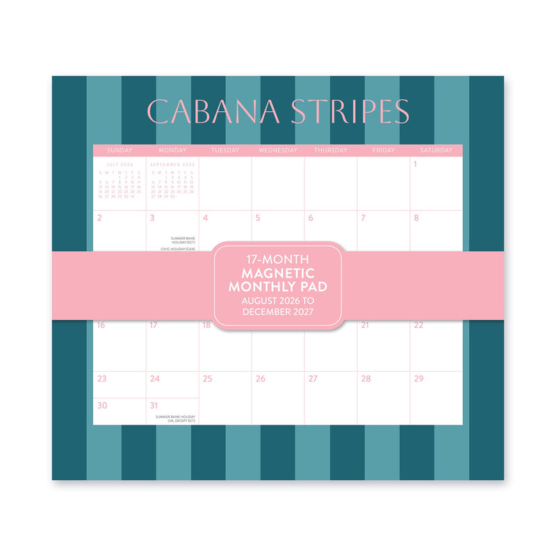 Orange Circle 2027 Magnetic Monthly Pad 244 x 216mm Cabana Stripes shown front on, the Cabana Stripes design, photographed flat against a plain background.