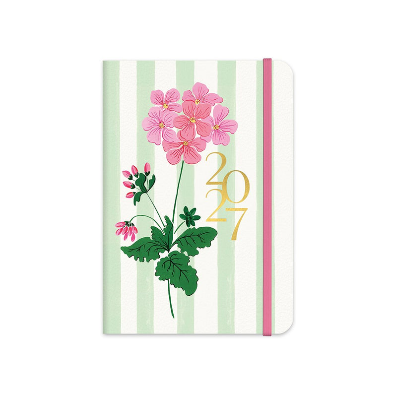 Orange Circle 2027 Casebound Diary 143 x 205mm Month To View Cabana Stripes shown front on, the Cabana Stripes design, a crisp vertical stripe in soft coastal tones, closed flat against a plain background.