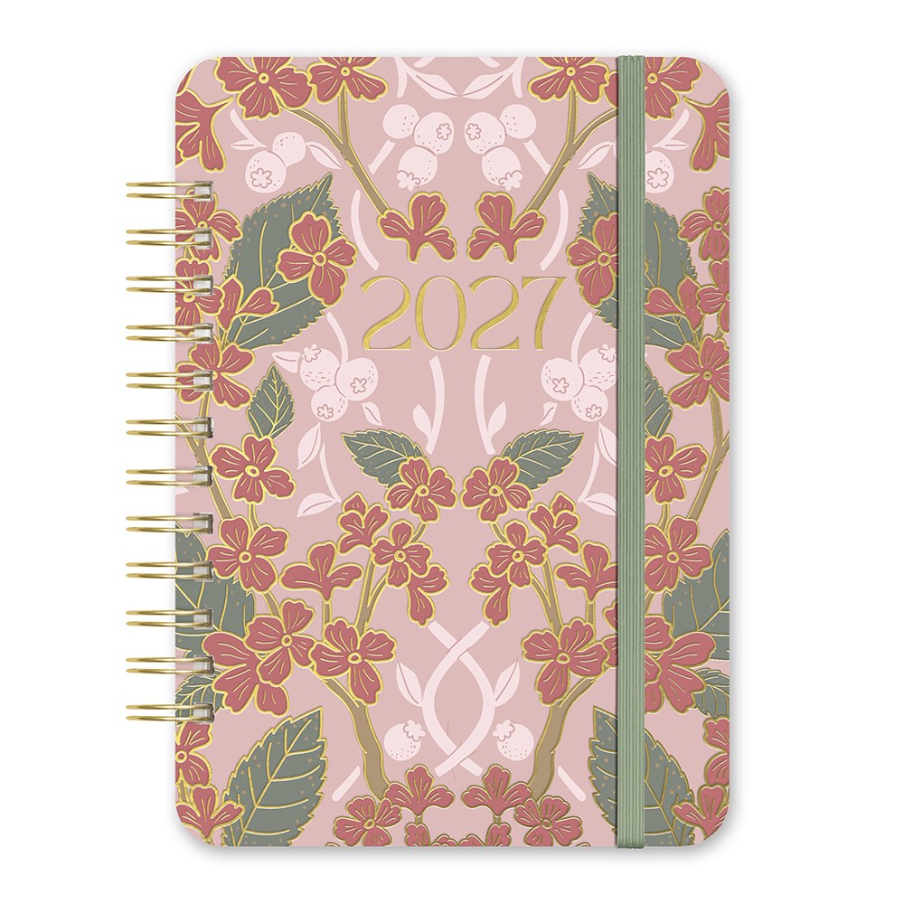 Orange Circle 2027 Do-It-All Diary 146 x 210mm Week To View Age Of Romance shown front on, the Age Of Romance design, a moody vintage rose print with deep botanical tones, closed flat against a plain background.