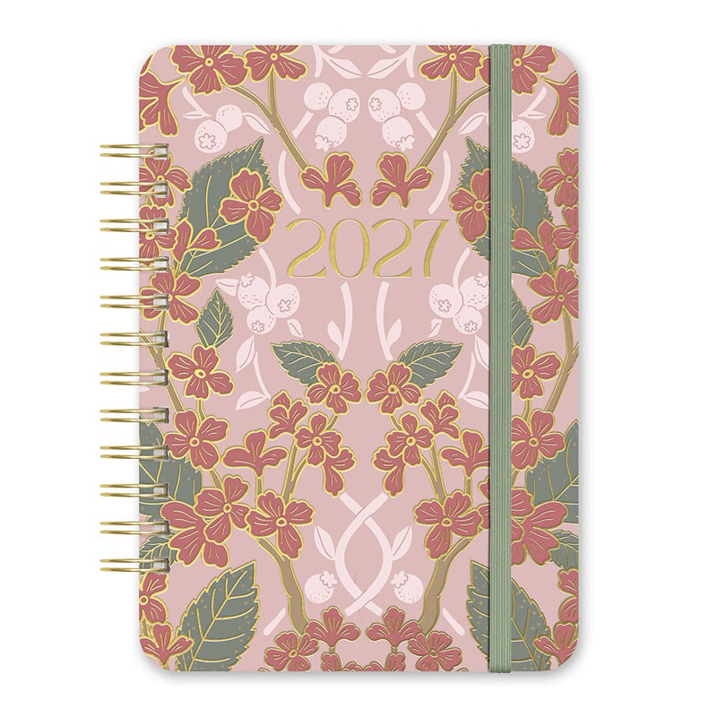 Orange Circle 2027 Do-It-All Diary 146 x 210mm Week To View Age Of Romance shown front on, the Age Of Romance design, a moody vintage rose print with deep botanical tones, closed flat against a plain background.