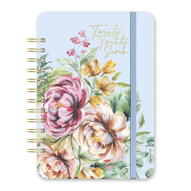 Orange Circle 2027 Do-It-All Diary 146 x 210mm Week To View Bella Flora shown front on, the Bella Flora design, a painterly floral in blush, sage and cream, closed flat against a plain background.