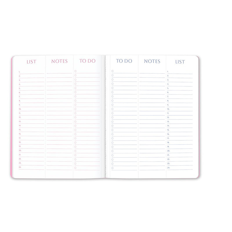 Orange Circle 2027 Just Right Diary 191 x 248mm Month To View Cabana Stripes shown from a second angle, the Cabana Stripes design, a crisp vertical stripe in soft coastal tones, with the spine and page block edge visible.