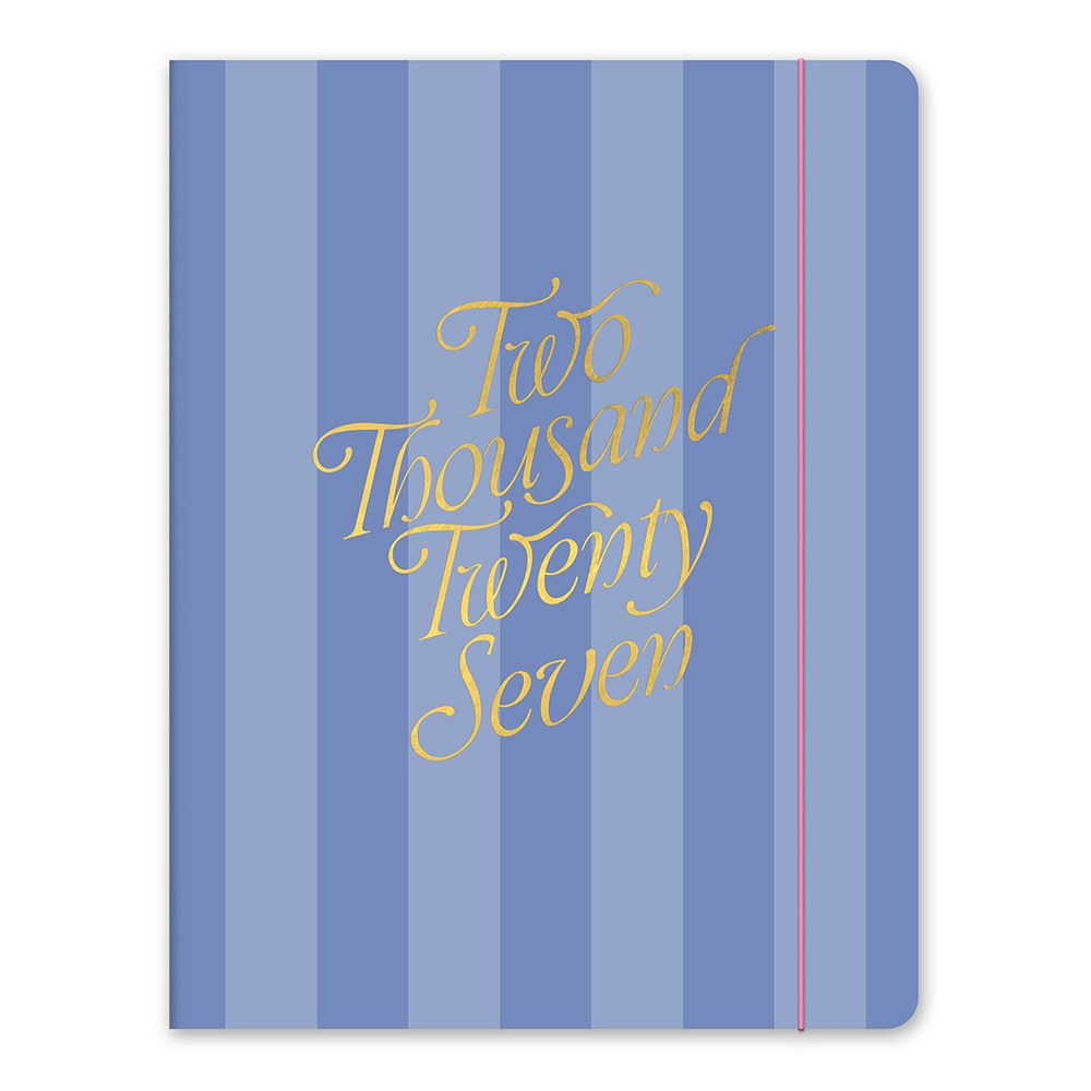 Orange Circle 2027 Just Right Diary 191 x 248mm Month To View Cabana Stripes shown front on, the Cabana Stripes design, a crisp vertical stripe in soft coastal tones, closed flat against a plain background.