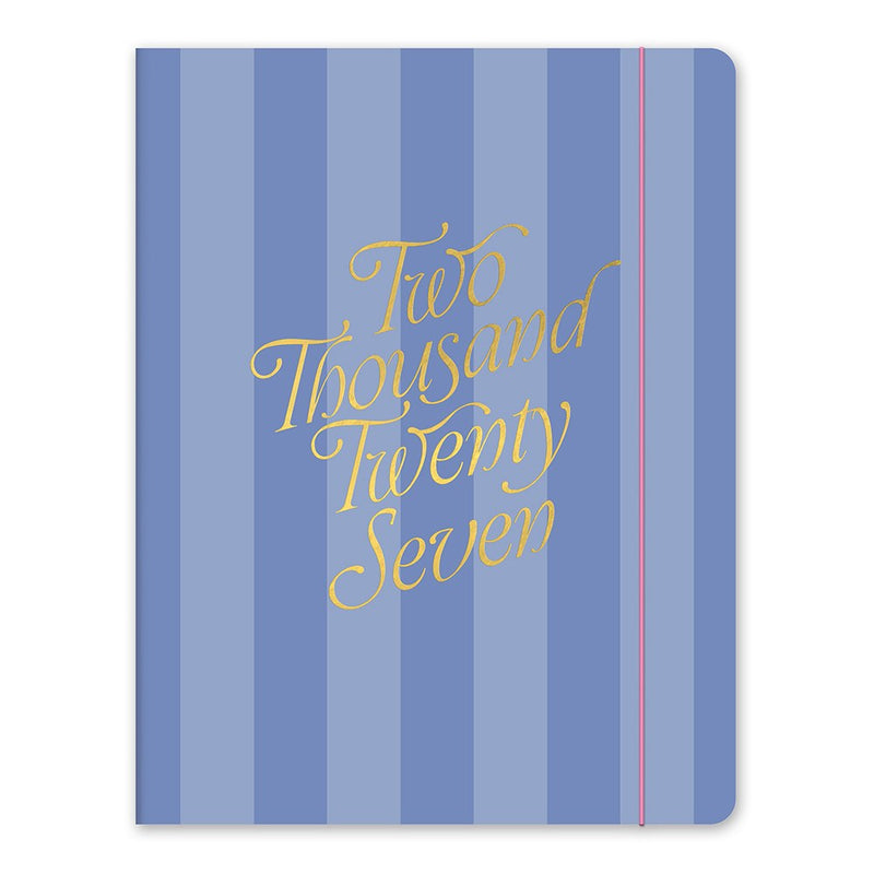 Orange Circle 2027 Just Right Diary 191 x 248mm Month To View Cabana Stripes shown front on, the Cabana Stripes design, a crisp vertical stripe in soft coastal tones, closed flat against a plain background.