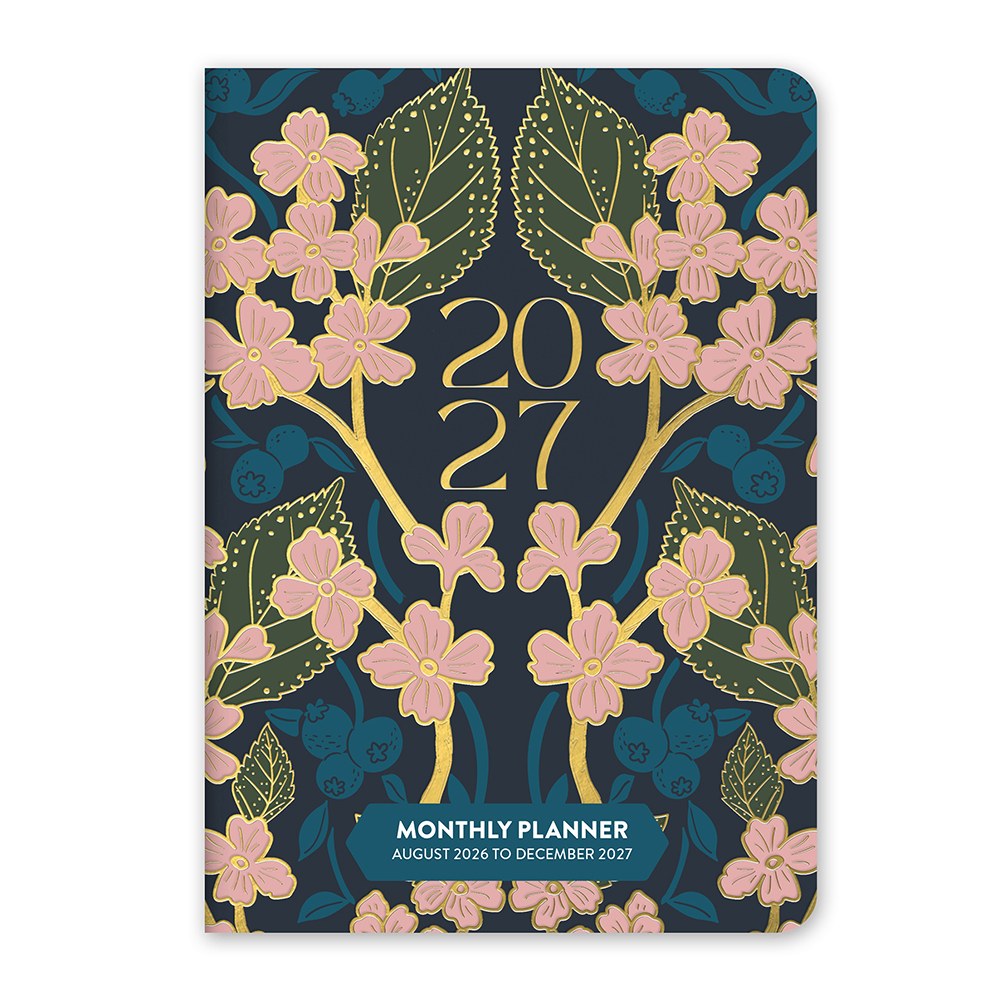 Orange Circle 2027 Monthly Pocket Diary 114 x 165mm Month To View Age Of Romance shown front on, the Age Of Romance design, a moody vintage rose print with deep botanical tones, closed flat against a plain background.