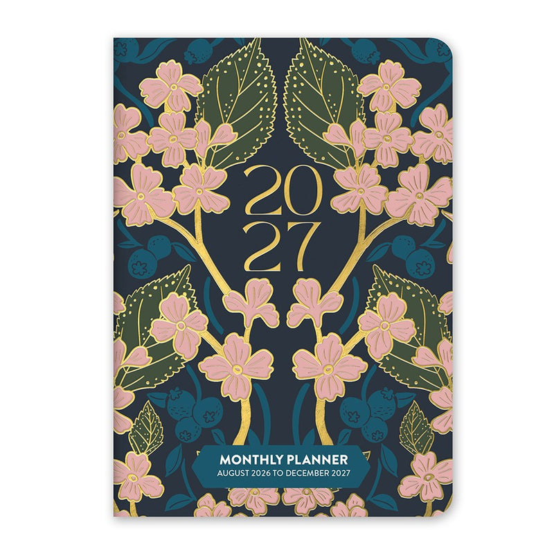 Orange Circle 2027 Monthly Pocket Diary 114 x 165mm Month To View Age Of Romance shown front on, the Age Of Romance design, a moody vintage rose print with deep botanical tones, closed flat against a plain background.