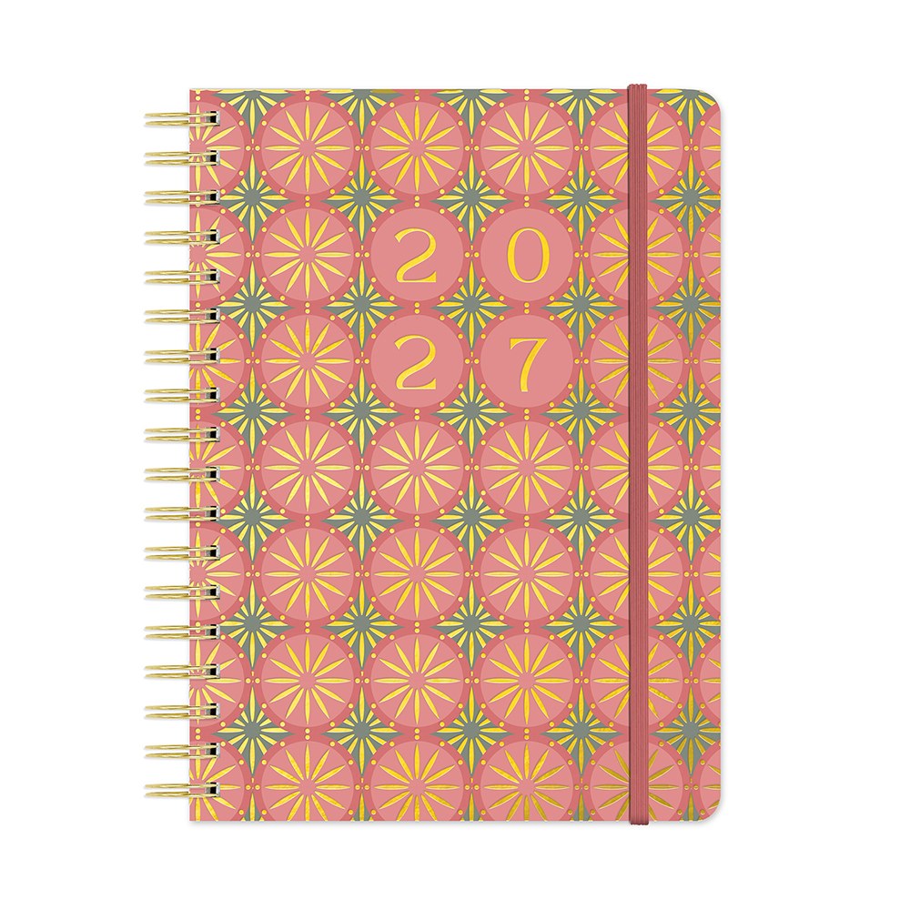 Orange Circle 2027 Tri-Tab Diary 178 x 244mm Week To View Age Of Romance shown front on, the Age Of Romance design, a moody vintage rose print with deep botanical tones, closed flat against a plain background.