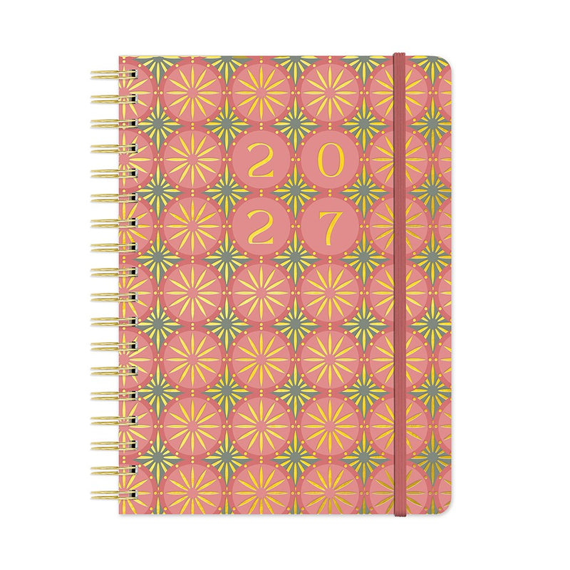 Orange Circle 2027 Tri-Tab Diary 178 x 244mm Week To View Age Of Romance shown front on, the Age Of Romance design, a moody vintage rose print with deep botanical tones, closed flat against a plain background.