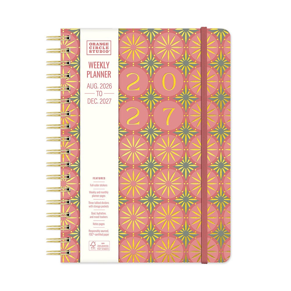 Orange Circle 2027 Tri-Tab Diary 178 x 244mm Week To View Age Of Romance shown in its retail packaging, front of pack with the year and format printed on the label.