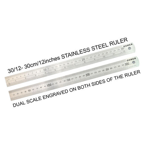 Osmer 30cm Dual Scale Stainless Steel Ruler Pack of 12 - image 1
